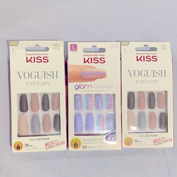 3 NEW *Rare* Sets of KISS Nails - Gel and Matte sz L - Picture 2 of 7